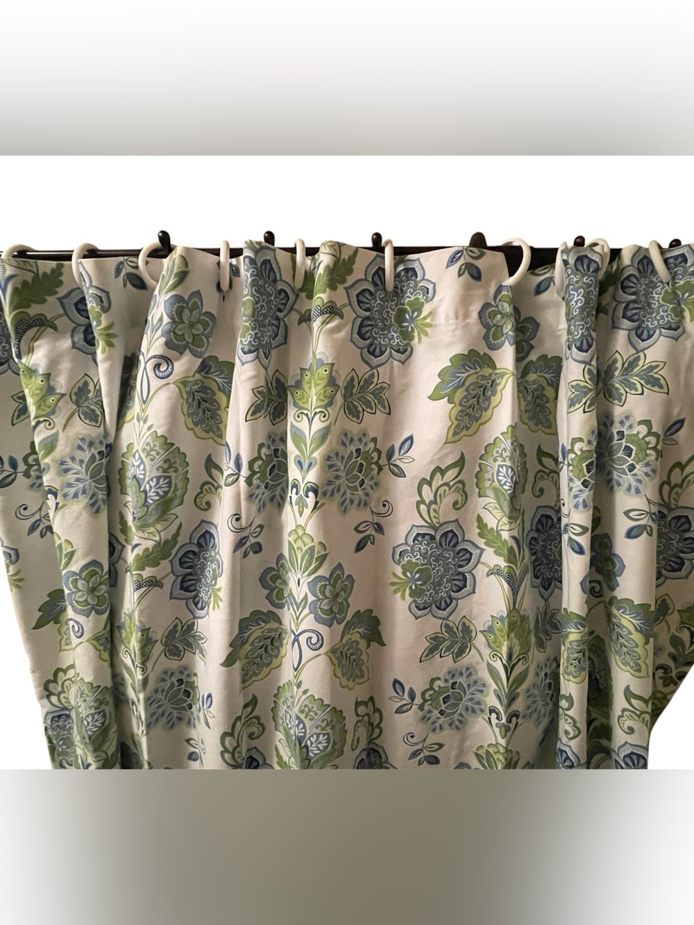 Cynthia Rowley Green and Blue Floral Shower Curtain - Picture 2 of 8